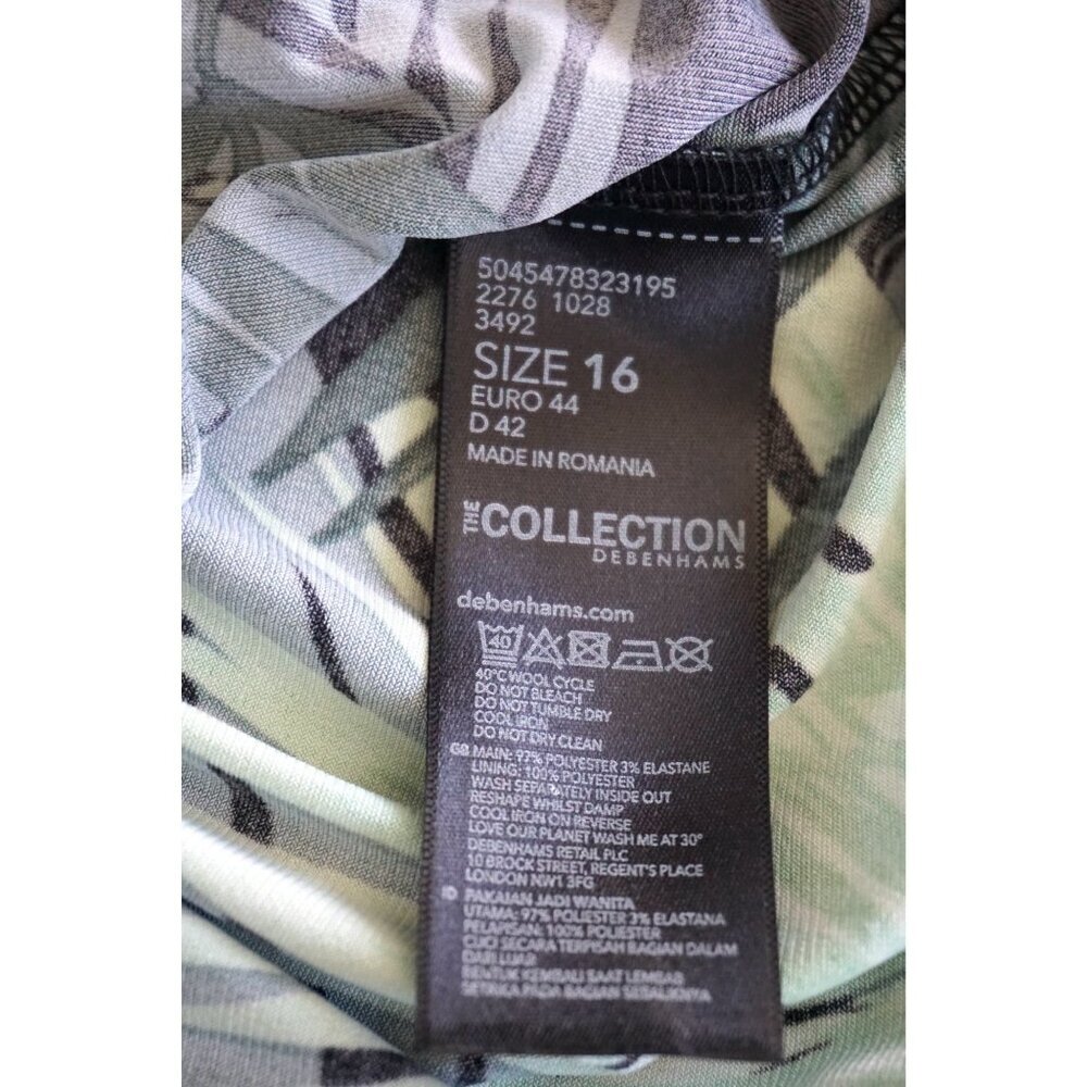 Debenhams The Collection Green Palm Leaf Print Shift Dress - Size 16, NWT - Picture 4 of 7